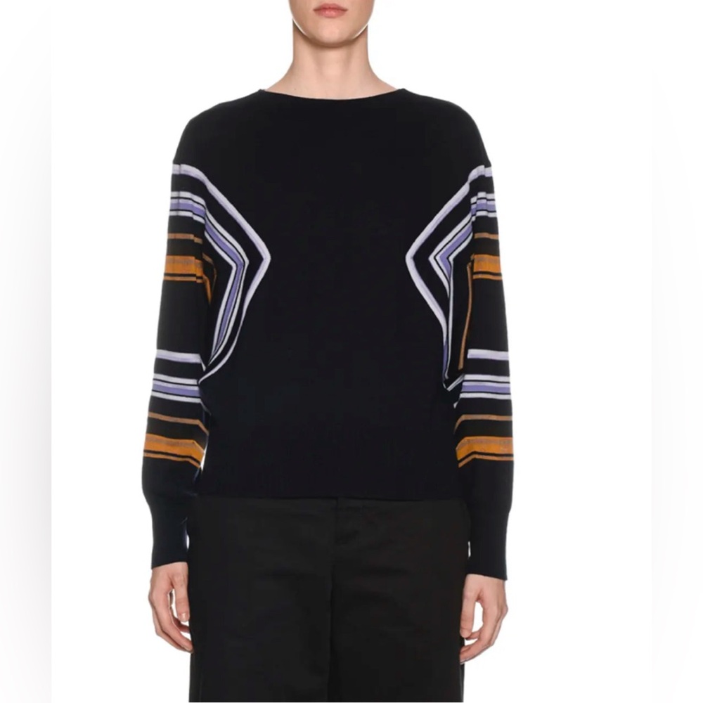 MARNI: Butterfly-Sleeve Striped Knit Pullover Sweater